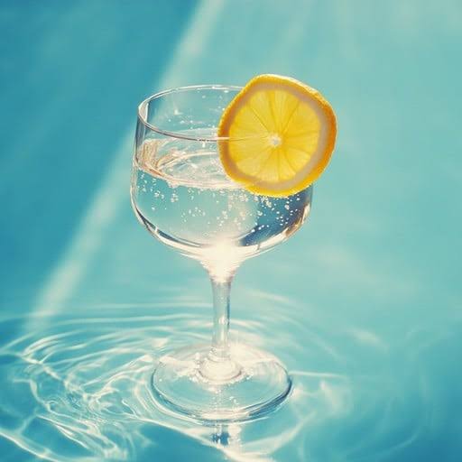 Glass of pure water with lemon slice